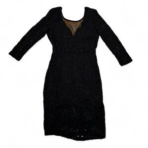 Fashion to Figure Elegant Black Lace Long Sleeve Dress